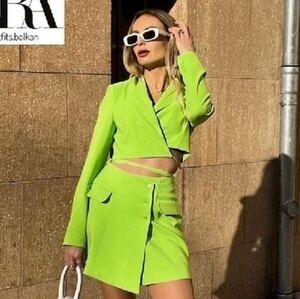 Zara neon Cropped Wrap Blazer